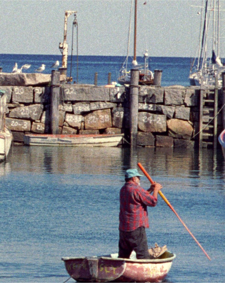 Rockport harbor Boatman by James Shuster crop 4K